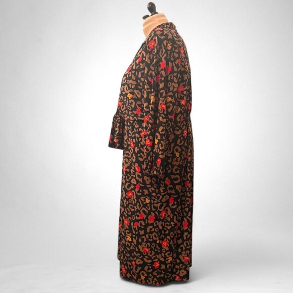 IMAN Chic Runway Jersey Dress & Tie Front Topper Leopard Print Set, Size 3XP - Picture 4 of 11